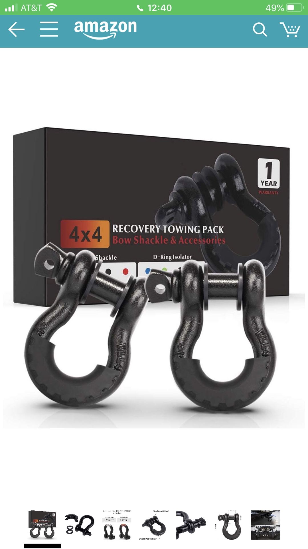 Fieryred 3/4” D ring shackle