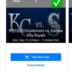 MON- 5/13- FRONT ROW- Kansas City Royals At Seattle Mariners