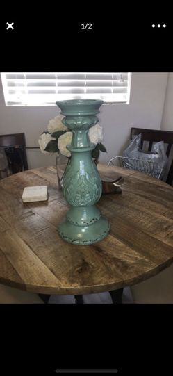Teal candle holder