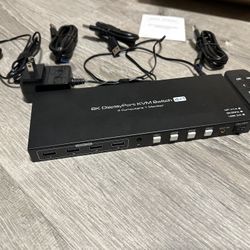 8K Displayport KVM Switch 4 Computers 1 Monitor 4K144Hz 4 Port KVM Sharing 1 Monitor and 4 USB 3.0 Device with Controller Support Extended/Copy Mode