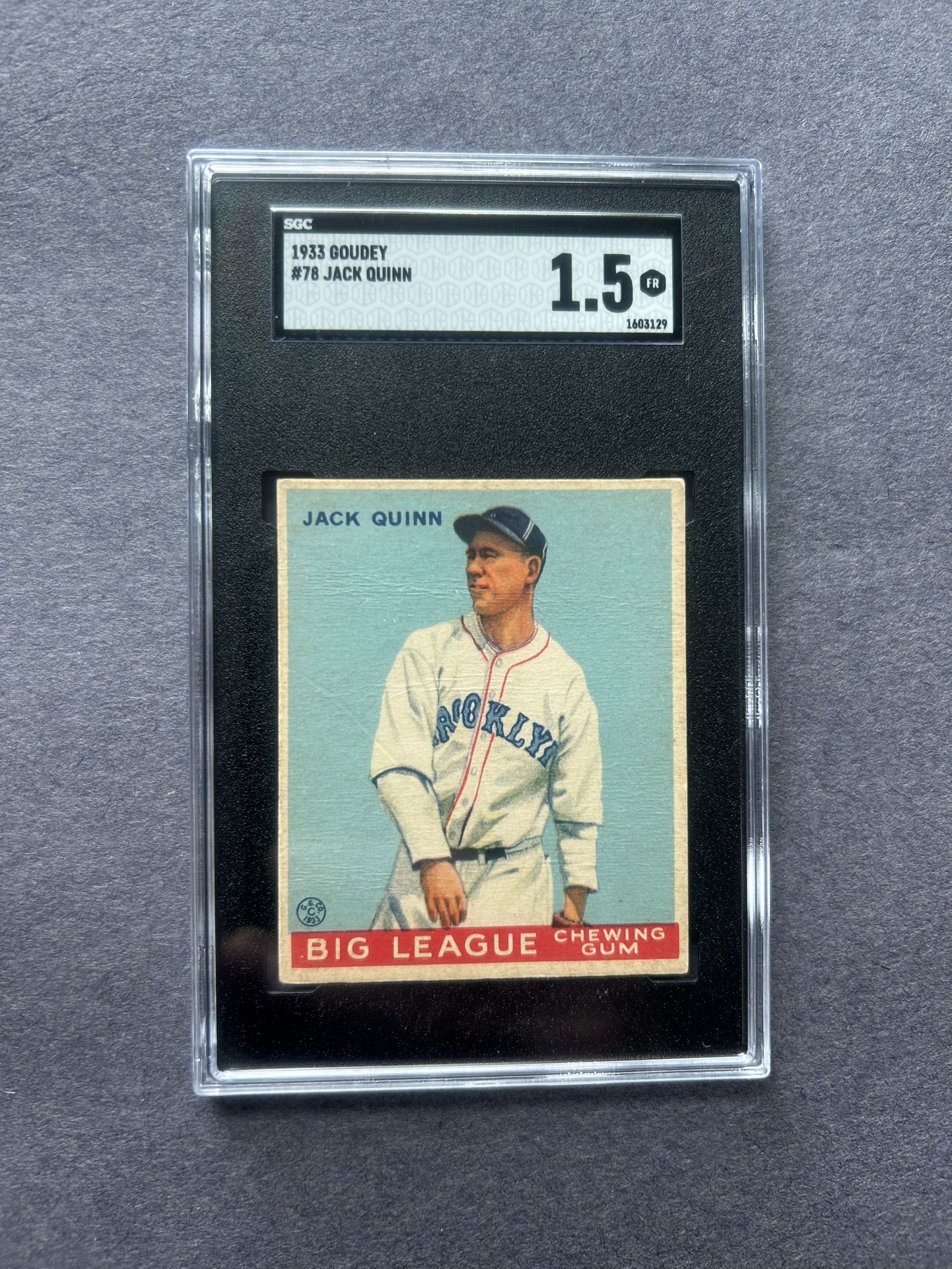 Pre-War 1933 Goudey #78 Jack Quinn . Brooklyn Dodgers Card. Negotiable 