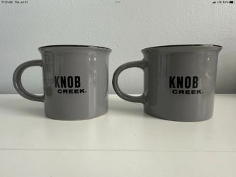 (2) Knob Creek Bourbon Whiskey Ceramic Coffee Mug 8 OZ Gray MINT Kentucky