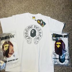 White chrome hearts Bape shirt