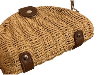 White House Black Market Wicker cross body bag with tags showing 59.99