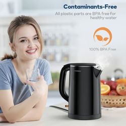 Electric Kettle, miroco 1.5L Double Wall 100% Stainless Steel BPA-Free  Tea KettleNEW 🎁 