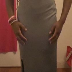 Gray Ribbed Maxi Dress 