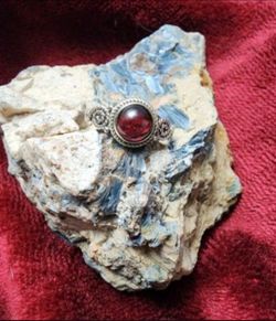 Sterling silver set garnet stone ring  Multiple Sizes Available