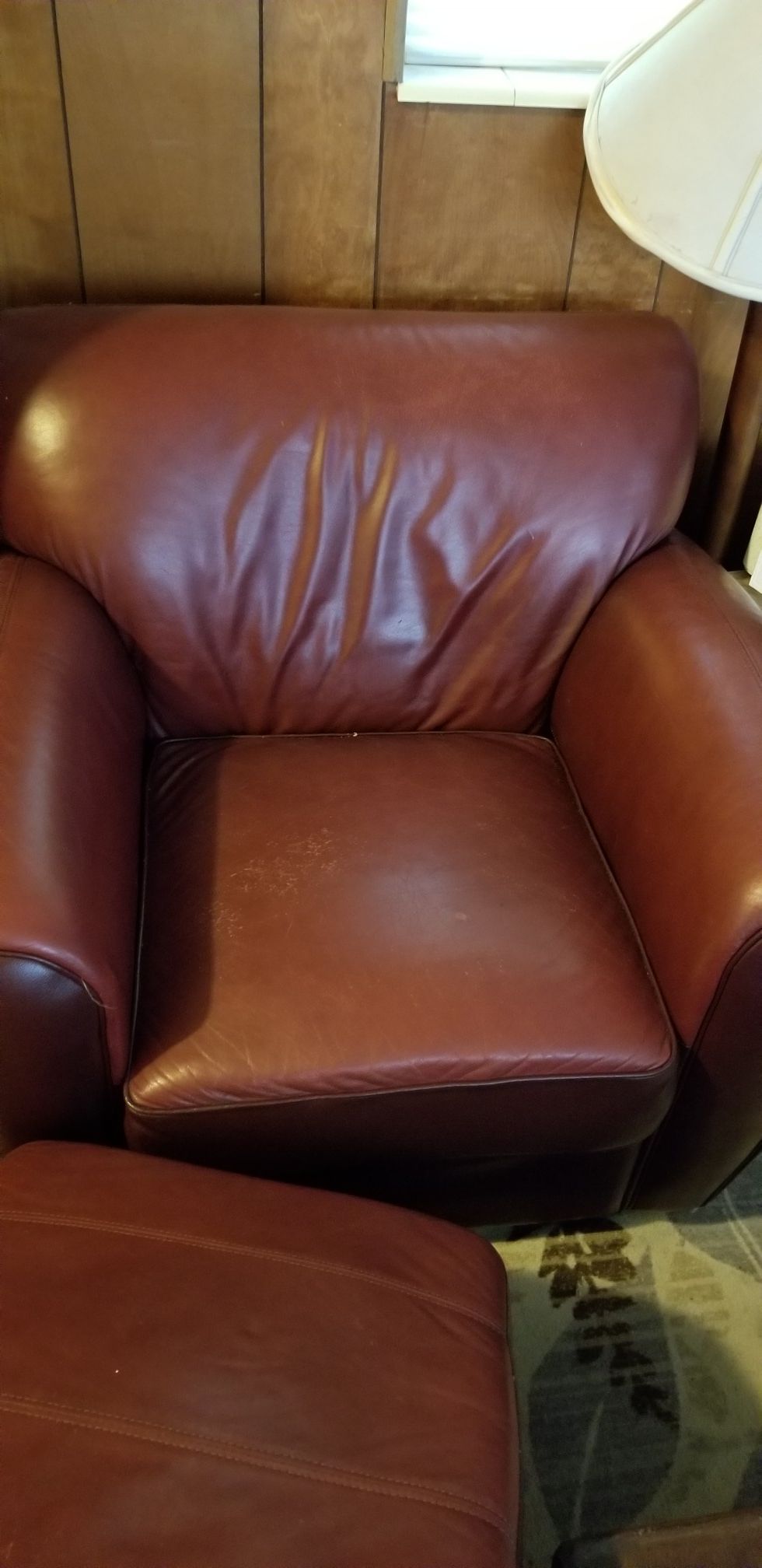 Leather Chair with Ottoman