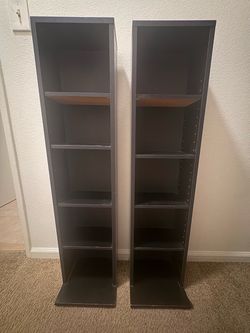 Pair of DVD,  Bluray and other book and media shelves