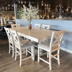 White 7pc Counter Height Dining Room Set 