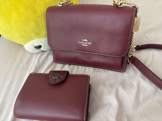 Coach Burgundy Crossbody Bag and Wallet Set