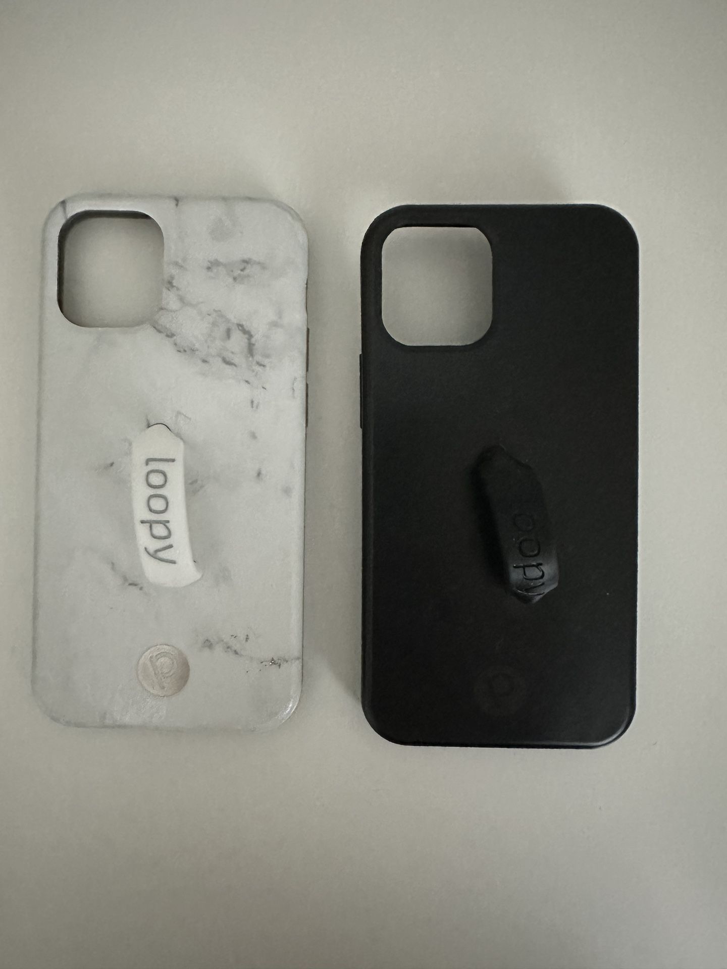 iPhone 12 Mini Loopy Cases Righty - White/grey Marble & Matte Black