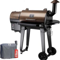 Z GRILLS ZPG-450A 2024 Upgrade Wood Pellet Grill & Smoker 6 in 1 BBQ Grill Auto Temperature Control, 450 Sq in Bronze