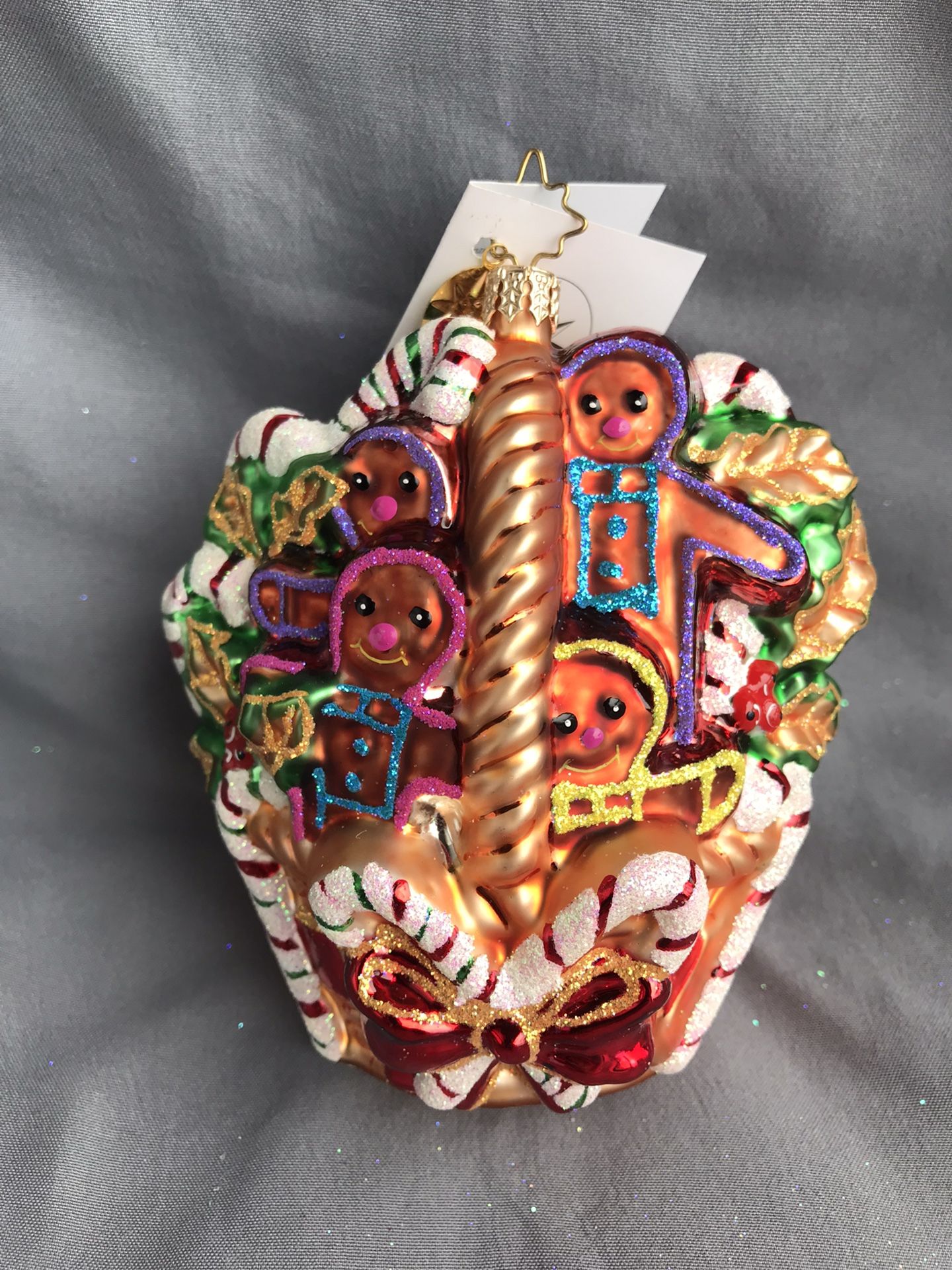 Christopher Radko Ginger Boys Basket Hand Blown Glass Ornament