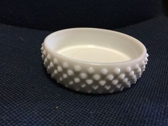 Milk glass ashtray white hobnail