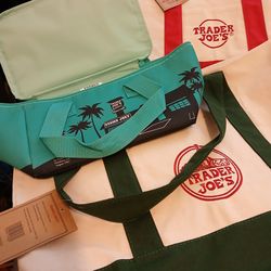 Bundle of 3 NEW Trader Joe's Totes & Cooler - Green Canvas + More! $60 OBO Houston