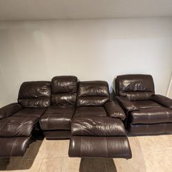 Electric Leather Reclining Sofa And Chair