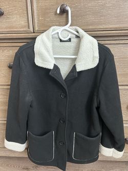 Black Jacket with Sherpa Collar and Cuffs