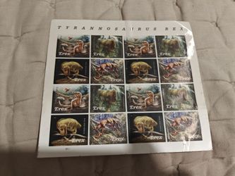 New United States Postal Service (USPS) "Forever" stamp pane featuring Tyrannosaurus Rex, 2019