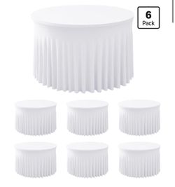 HURRY! 6 White Spandex Table Skirts for 60-Inch Round Tables — New Open Box, $85