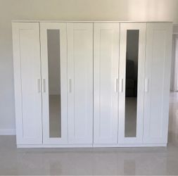 White Wardrobe Cabinets with Mirrors
