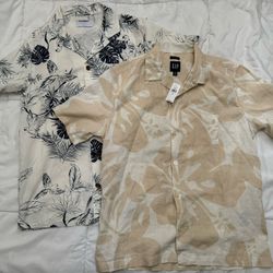 New Lot of 2 Men’s XS Hawaiian Shirts Button Up Gap & Old Navy Extra Small