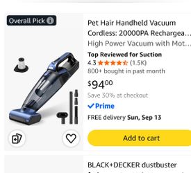 Cordless Handheld Pet Hair Vacuum 20000PA