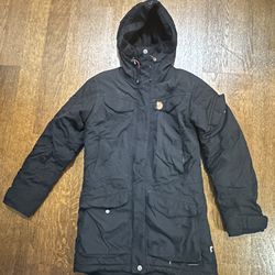 Fjallraven Nuuk Parka Jacket Women’s XXS Black Full Zip Fur Hooded Winter