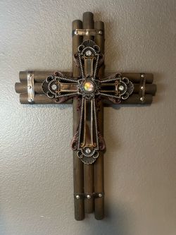 Large mirrored wooden cross
