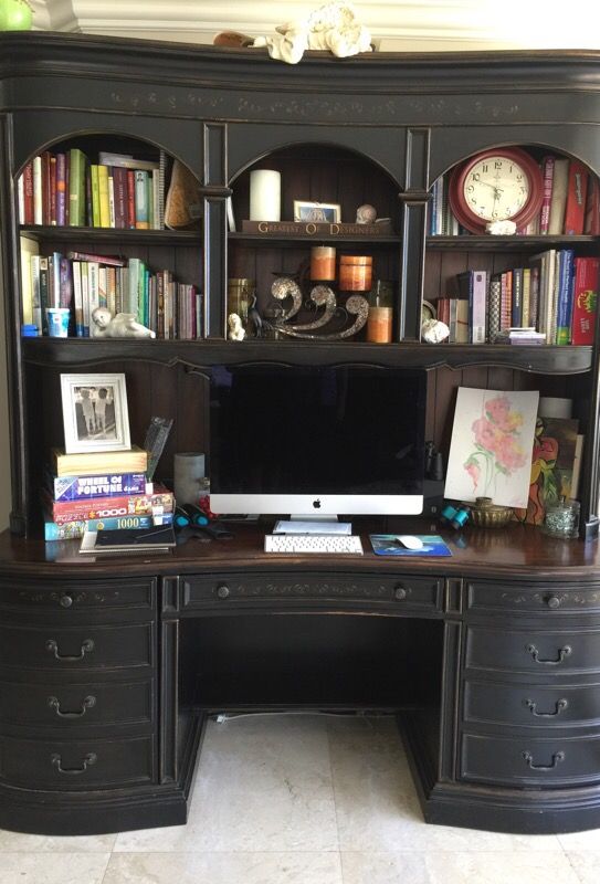Solid wood desk with hutch