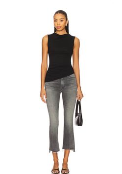 Black High-Rise Cropped Flare Jeans - Women