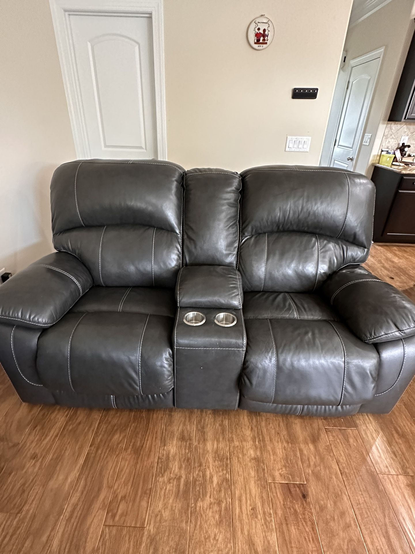 Dunleith 3-Piece Dual Power Leather Reclining Loveseat with Console
