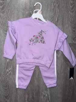 Adidas Girls Tracksuit Set Lavender Floral