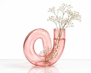 Pink Glass Sculptural Vase – Modern Decorative Bud Vase