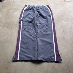 Vintage Y2K Reebok Gray Burgundy Baggy Wide-Leg Track Pants