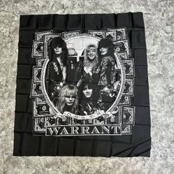Vintage Warrant Wall Flag Art Tapestry Decor Rock N Roll 90s Black White 