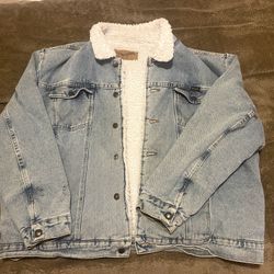 Wrangler Western Sherpa Fleece Lined Denim Jacket Size XL