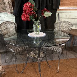 Antique Bamboo Table And Chairs 