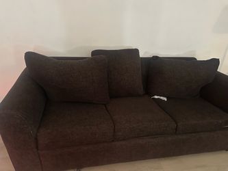 Dark Brown Fabric 3-Seat Sofa