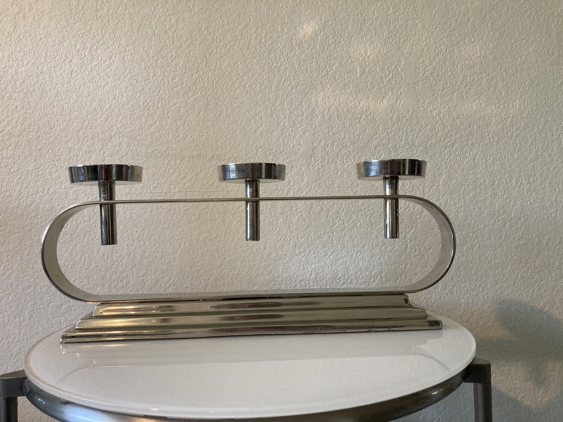 Z Gallerie Silver Metal Candle Holder Centerpiece