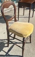 Single Vintage Wooden Chair with Yellow Seat 