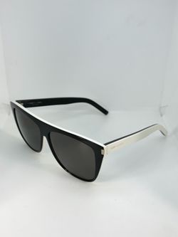 Saint Laurent SL 1 019 Oversized Unisex Glossy Black & White Sunglasses - 59-13