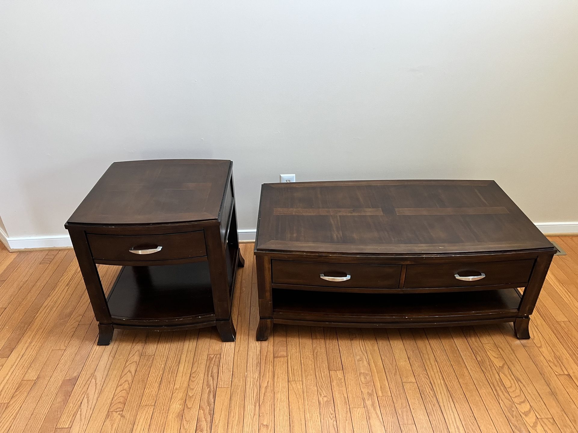 Downtown 1-Drawer End Table & Storage Cocktail Table with Casters
