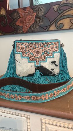 Turquoise Cowhide Leather crossbody