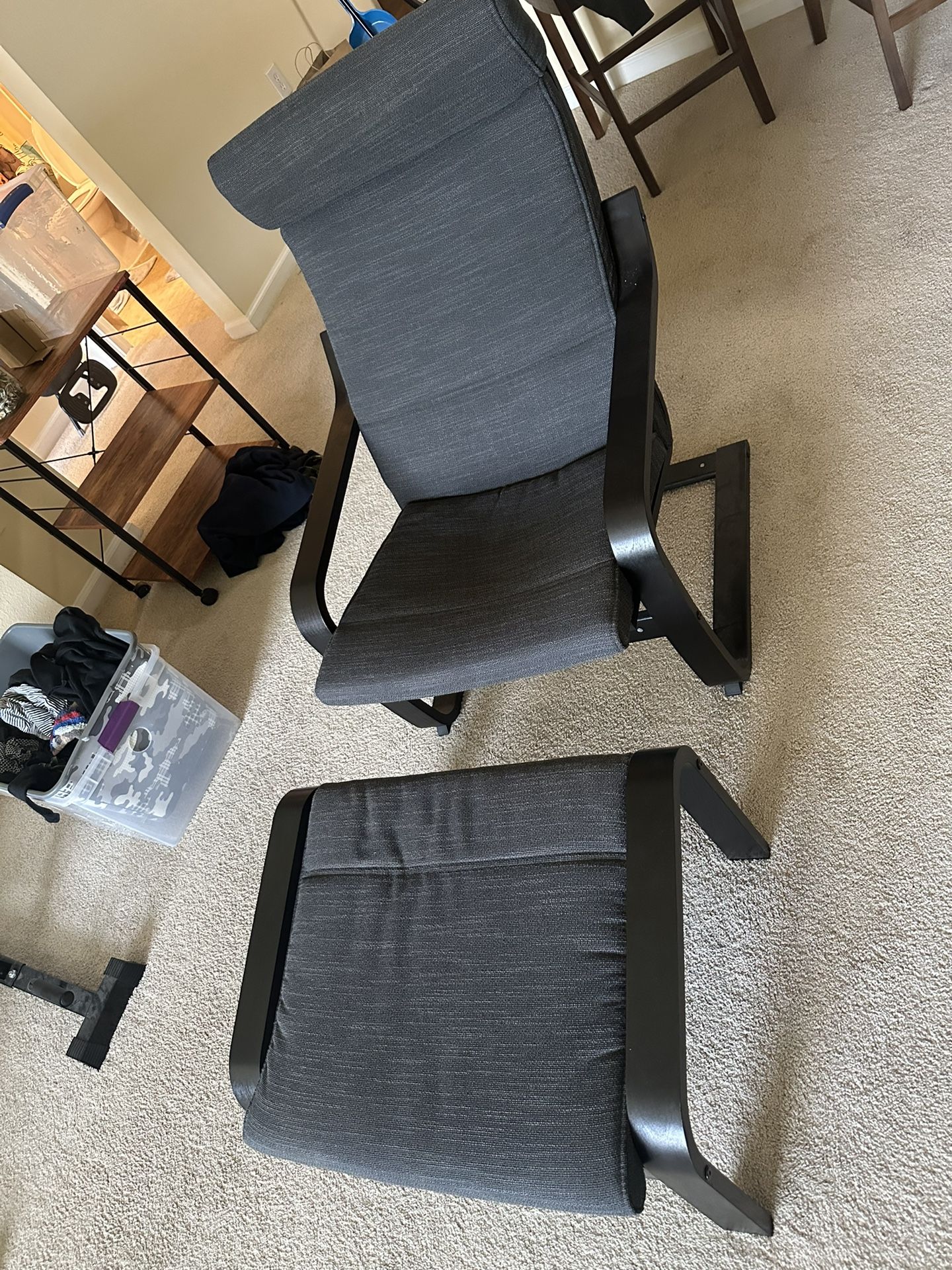IKEA POANG Chair + Ottoman