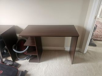 student desks, medium brown color, $50