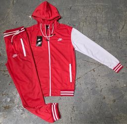 Nike Red and White Tracksuit Set