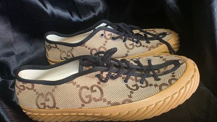 Gucci Maxi GG Low Top Caramel Canvas Sneakers 703031 Men's Size 8.5 Spain