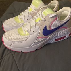 Women’s 9.5 Nike Air Max- White, Indigo Burst And Pink Blast