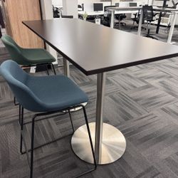 New - 72" x 30" Standing Table With Brushed Steel Base